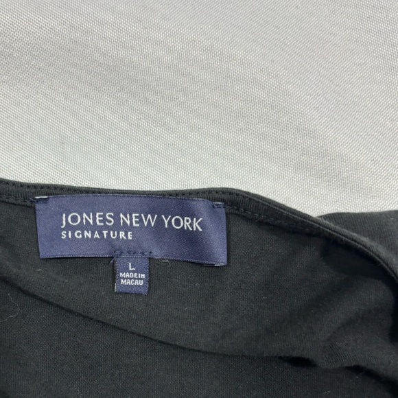 Jones New York Signature Women’s Top Knitted Crochet Lace Neckline Cotton Modal - Picture 3 of 4